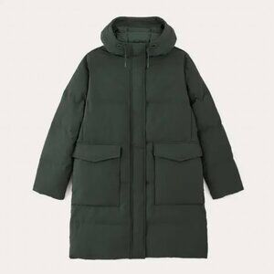 Everlane ReNew Long Puffer Coat Dark Green NWT